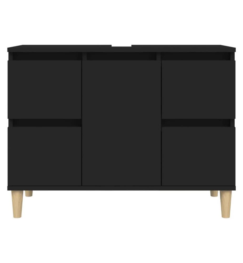 Meuble d'évier noir 80x33x60 cm bois d'ingénierie