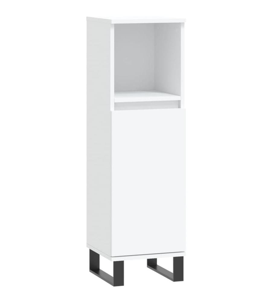 Armoire de salle de bain blanc 30x30x100 cm bois d'ingénierie