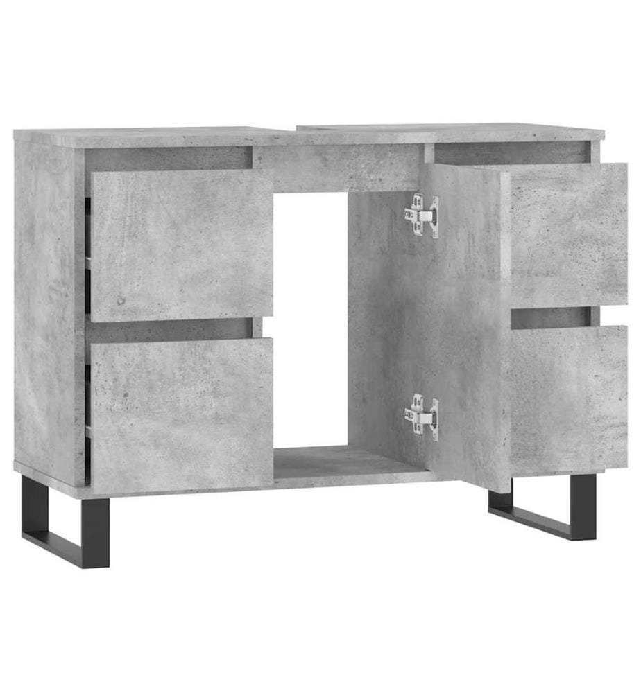 Armoire salle de bain gris béton 80x33x60cm bois d'ingénierie