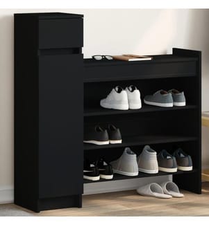 Schuhschrank Schwarz 100,5x28x100 cm Holzwerkstoff