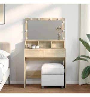 Coiffeuse avec LED chêne sonoma 80x41x134,5 cm