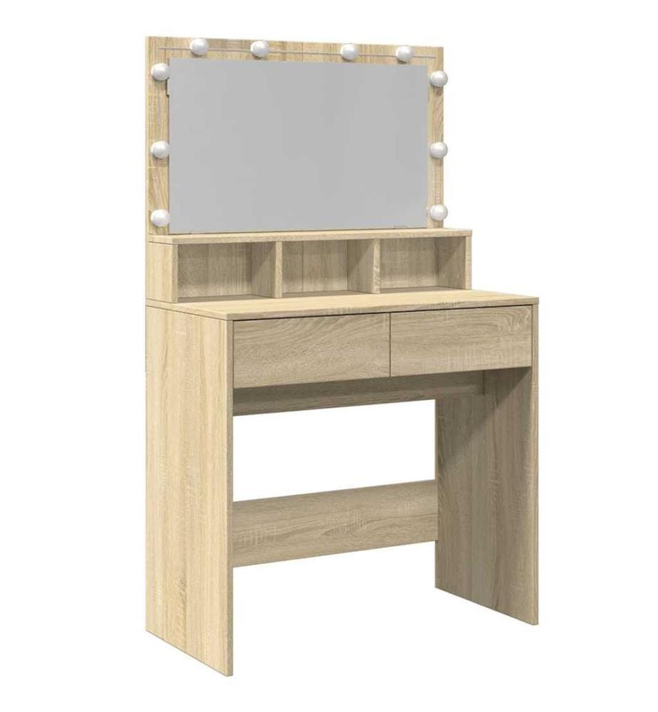 Coiffeuse avec LED chêne sonoma 80x41x134,5 cm