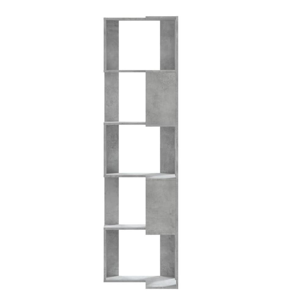 Bibliothèque d'angle à 5 niveaux gris béton bois d'ingénierie