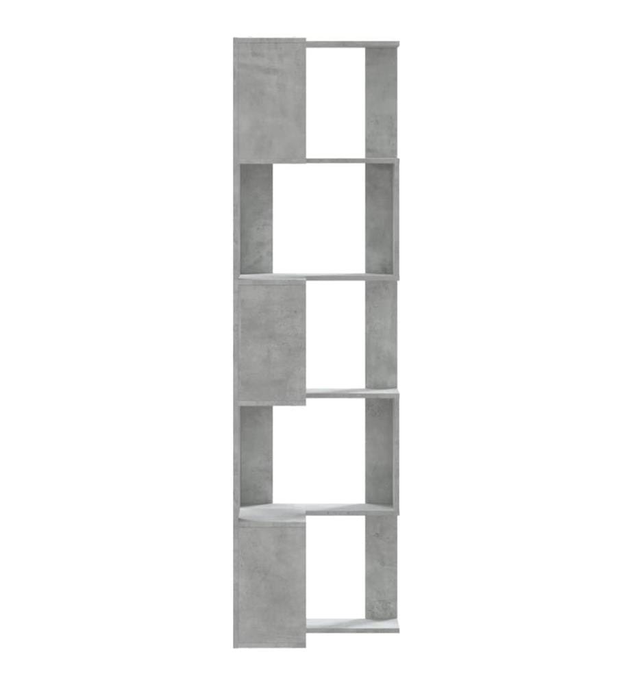Bibliothèque d'angle à 5 niveaux gris béton bois d'ingénierie