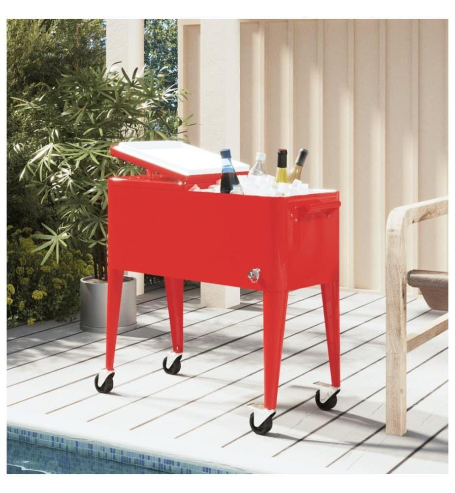 Kühlwagen mit Rollen Rot 92x43x89 cm
