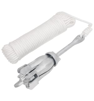 Ancre pliable avec corde argenté 6 kg fonte galvanisée à chaud