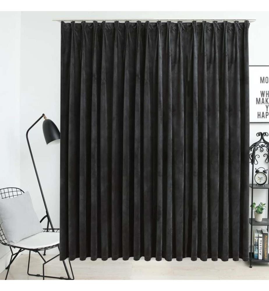 Verdunkelungsvorhang mit Haken Samt Anthrazit 290 x 245 cm