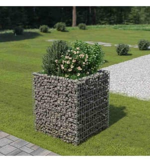 Gabionen-Hochbeet Verzinkter Stahl 90×90×100 cm