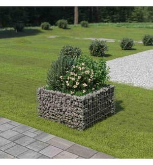 Gabionen-Hochbeet Verzinkter Stahl 90×90×50 cm