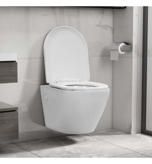 Toilette suspendue au mur sans rebord Céramique Blanc