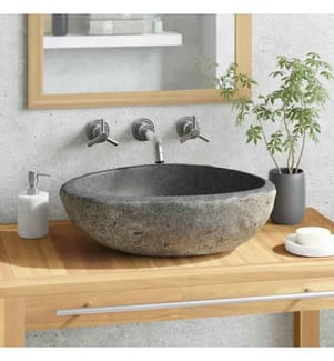 Waschbecken Flussstein Oval 29-38 cm