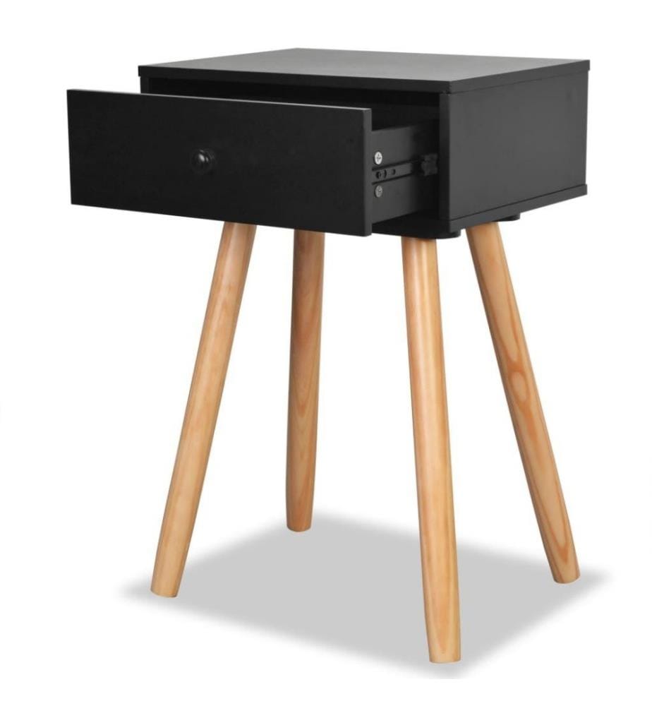 Table de chevet 2 pcs Bois de pin massif 40 x 30 x 61 cm Noir