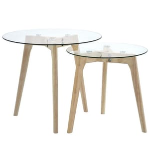 Ensemble de tables d'appoint 2 pcs Verre trempé