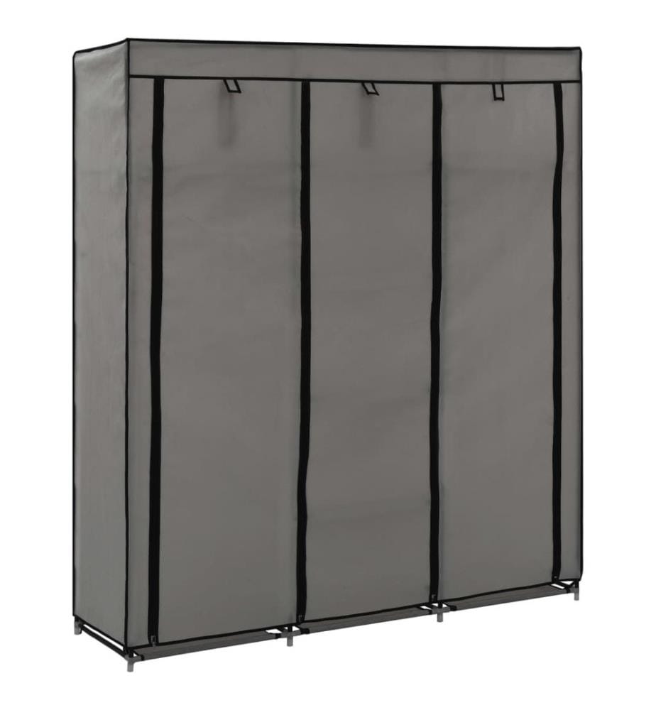 Kleiderschrank mit Fächern und Stangen Grau 150x45x175cm Stoff
