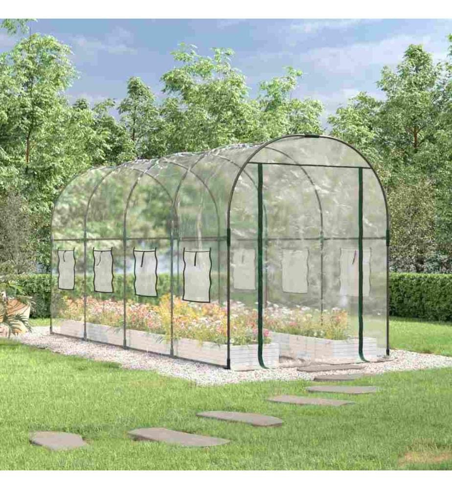 Gewächshaus Transparent 160x400x190 cm PVC & Stahl
