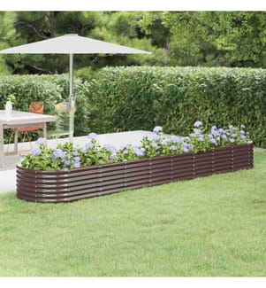 Hochbeet Pulverbeschichteter Stahl 368x80x36 cm Braun
