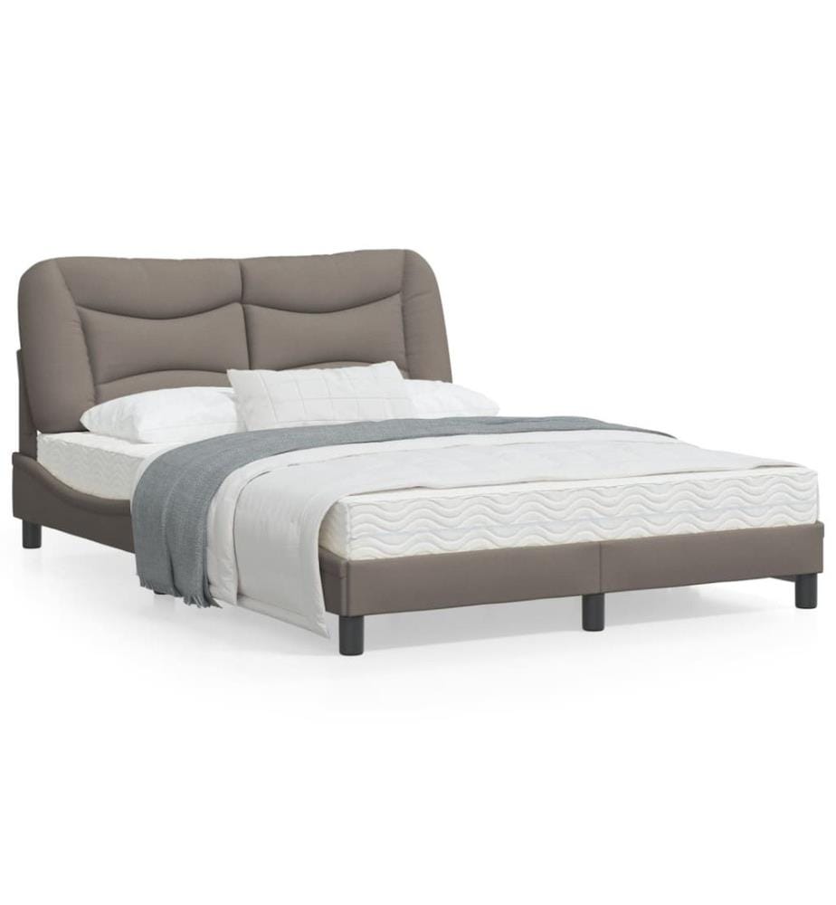 Bettgestell mit Kopfteil Taupe 120x200 cm Stoff