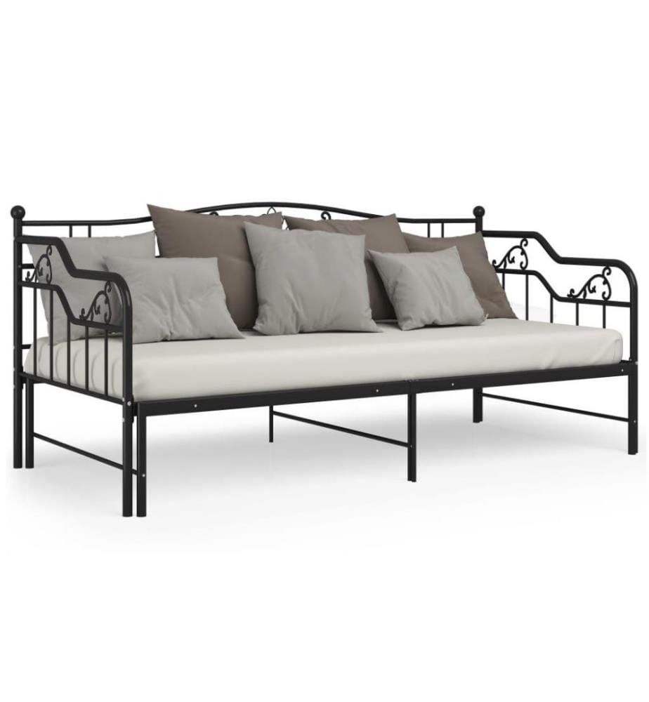 Ausziehsofa Bettgestell Schwarz Metall 90x200 cm