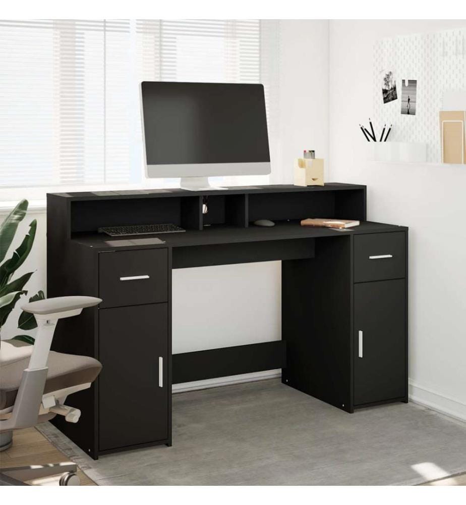LED-Schreibtisch Schwarz 140x55x91 cm Holzwerkstoff