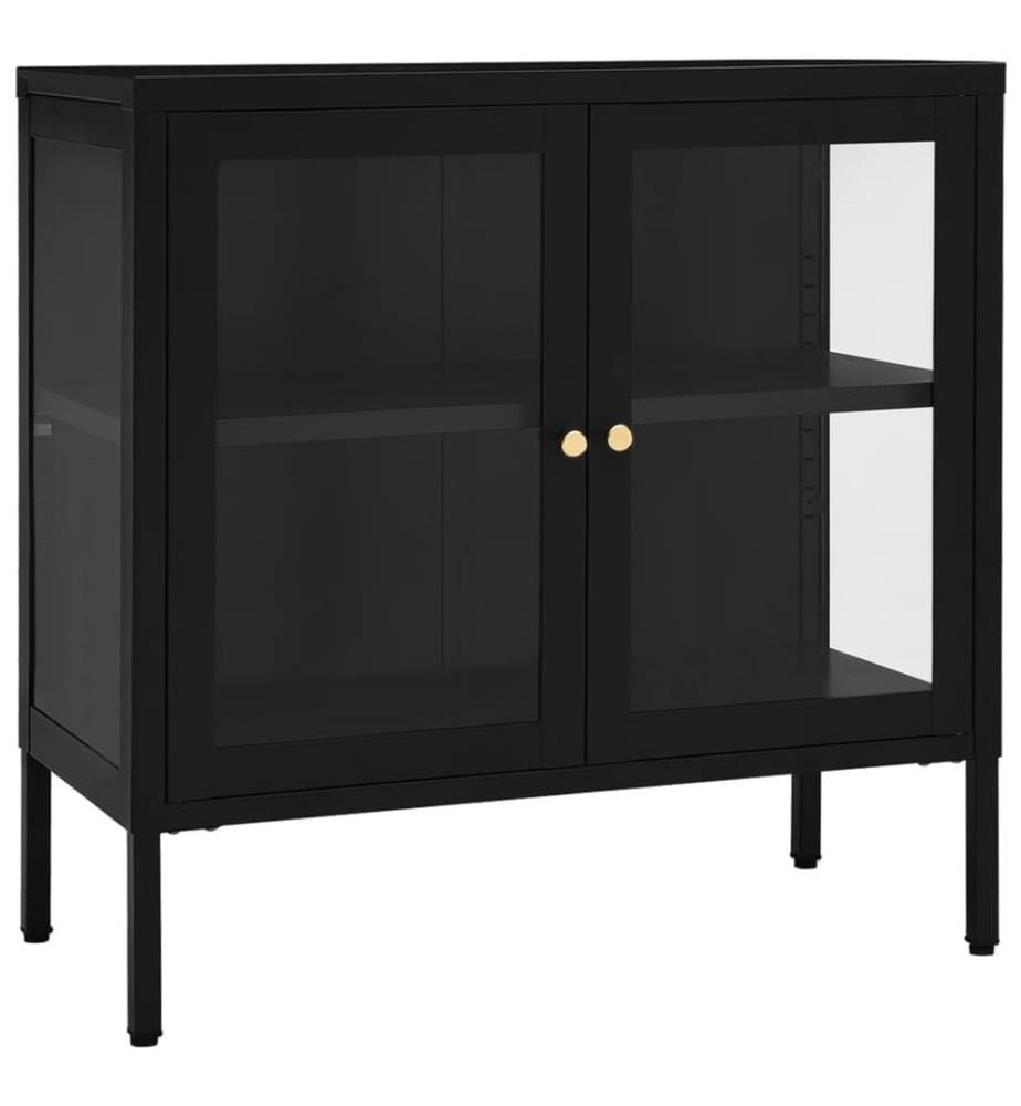 Sideboard Schwarz 70x35x70 cm Stahl und Glas