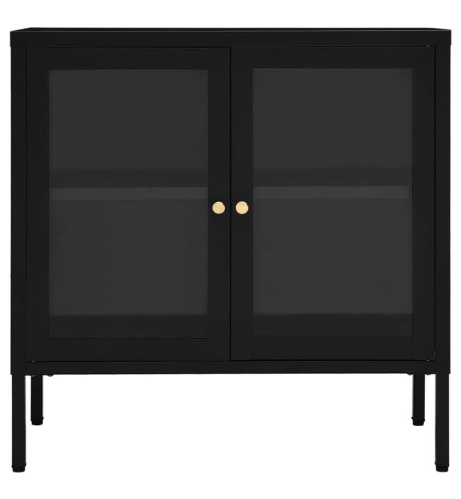Sideboard Schwarz 70x35x70 cm Stahl und Glas