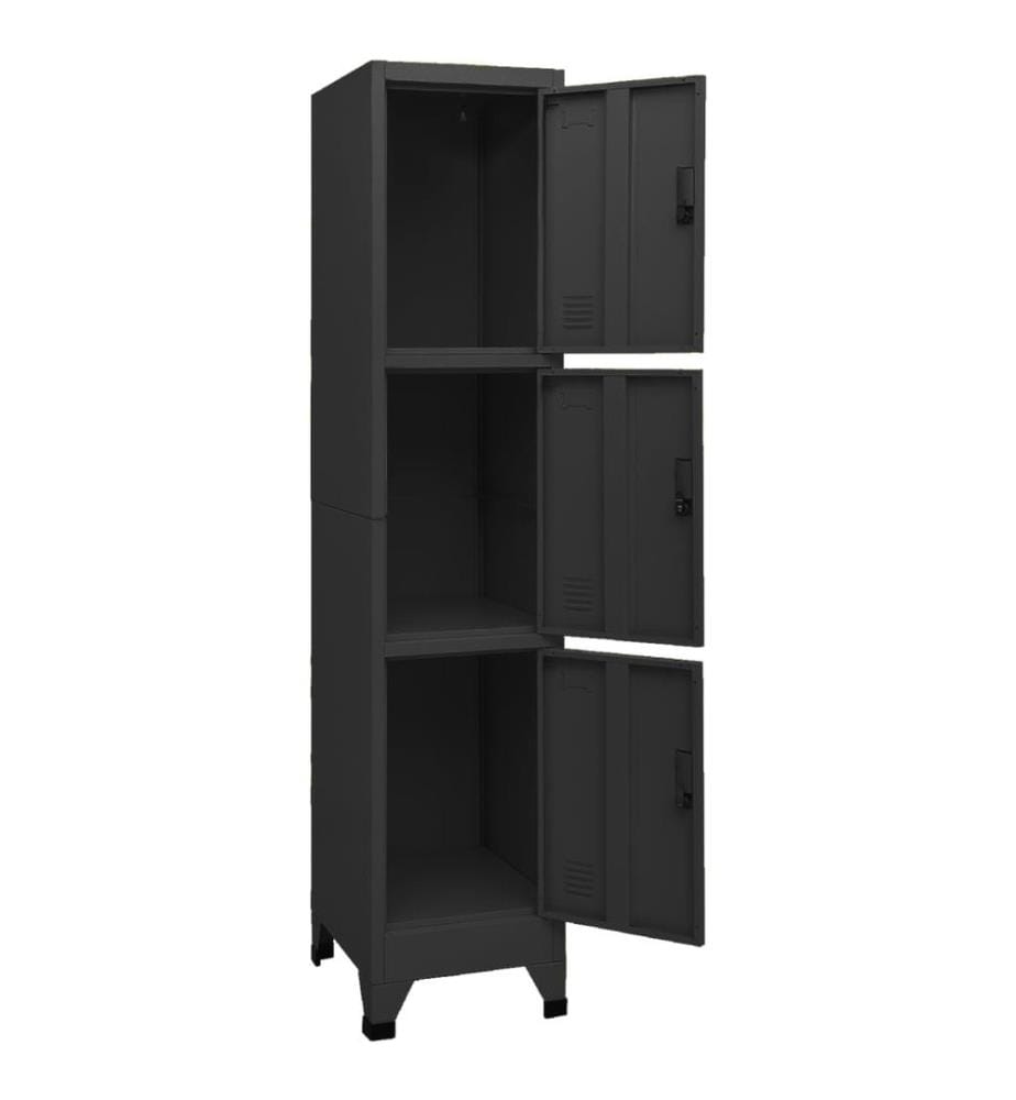 Schliessfachschrank Schwarz 38x45x180 cm Stahl