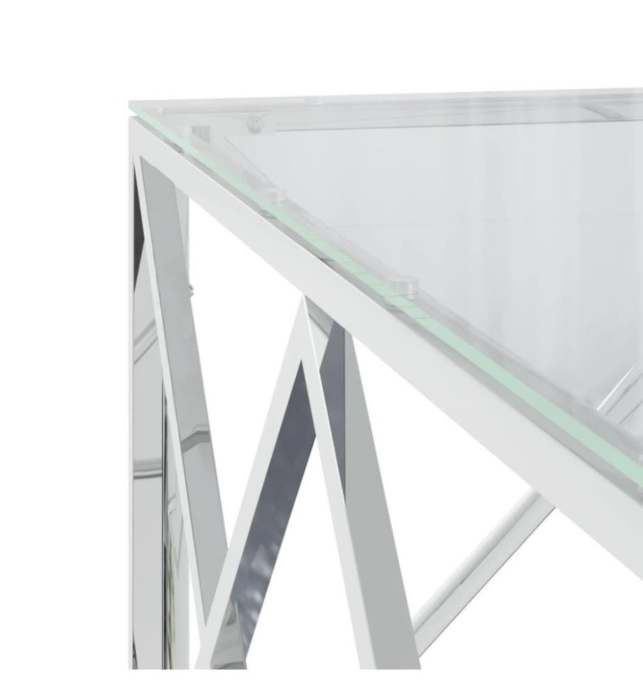 Table basse 80x80x40 cm acier inoxydable et verre