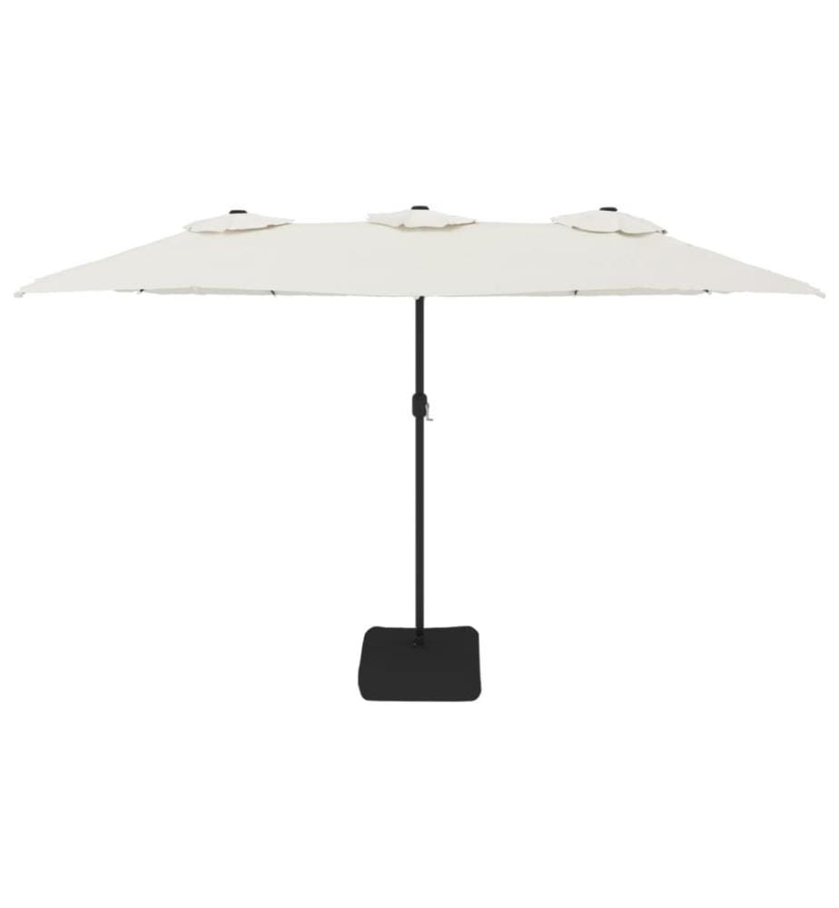 Doppelsonnenschirm mit LEDs Sandweiss 449x245 cm