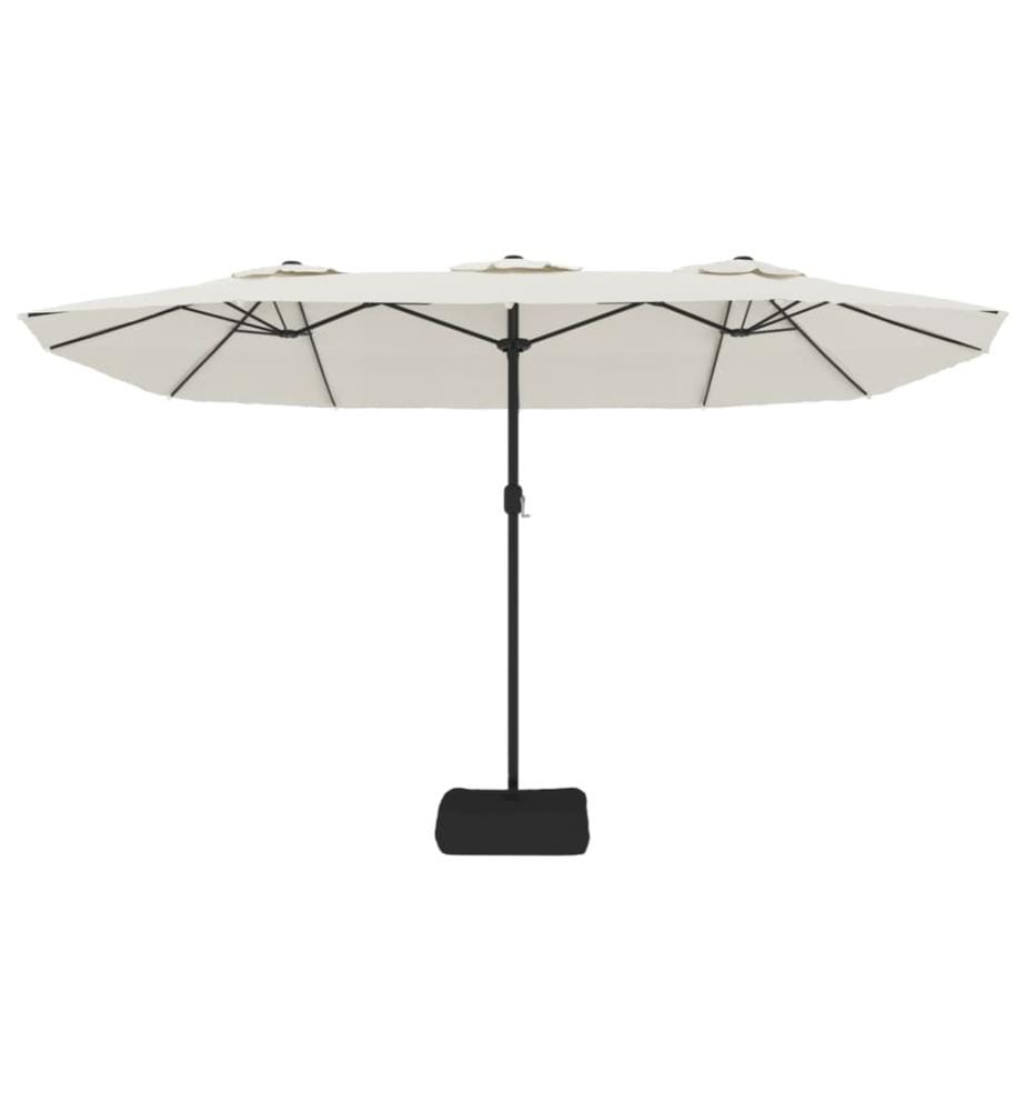 Doppelsonnenschirm mit LEDs Sandweiss 449x245 cm