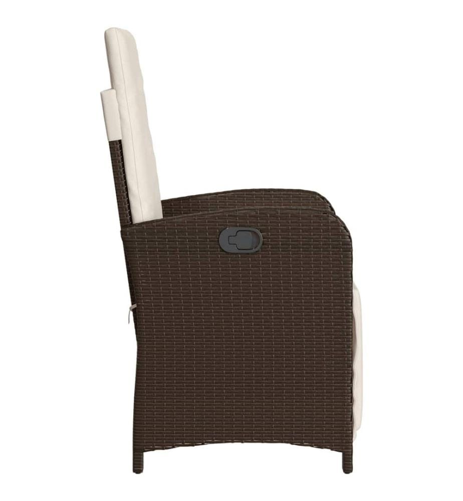 Gartensessel mit Fussteil Verstellbar Braun Poly Rattan