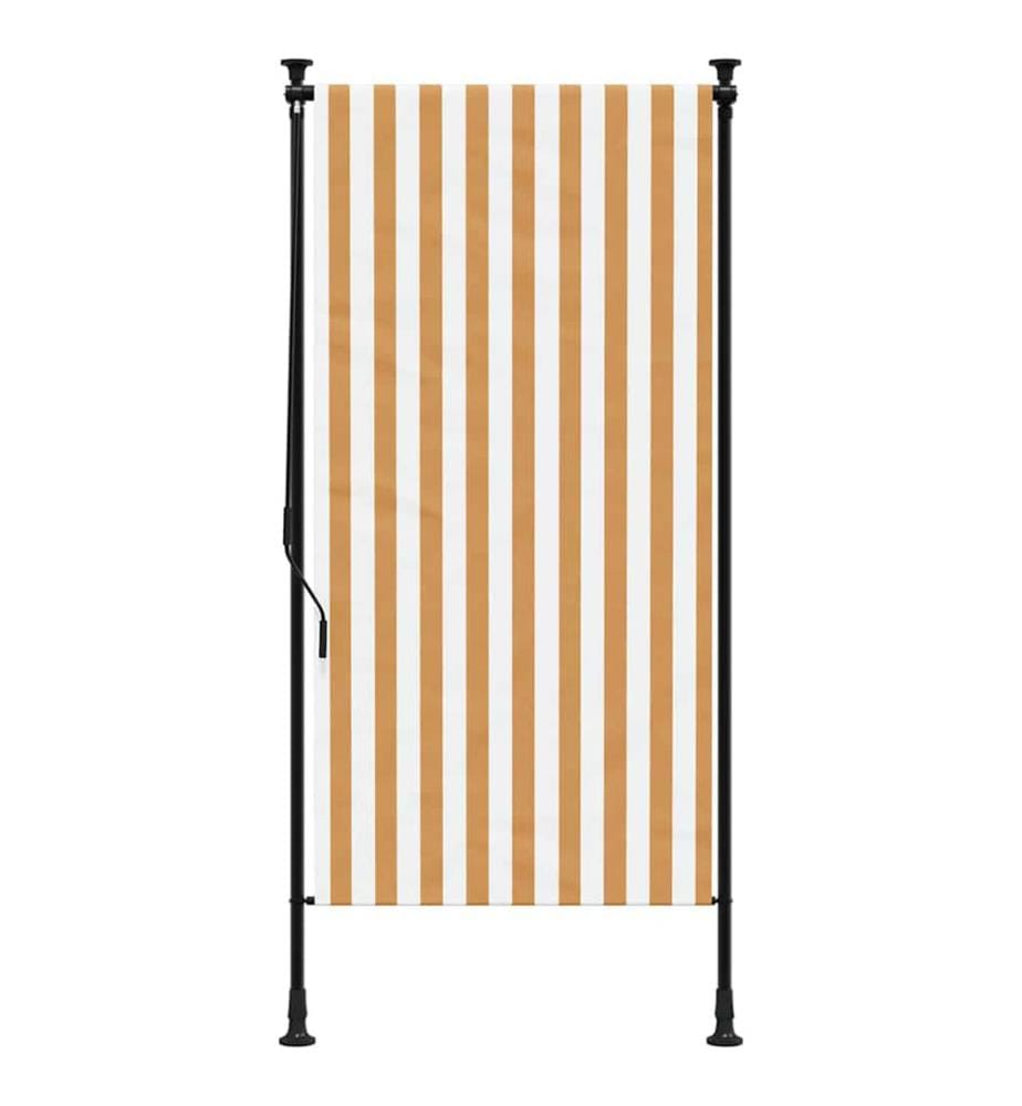 Aussenrollo Orange und Weiss 120x270 cm Stoff und Stahl
