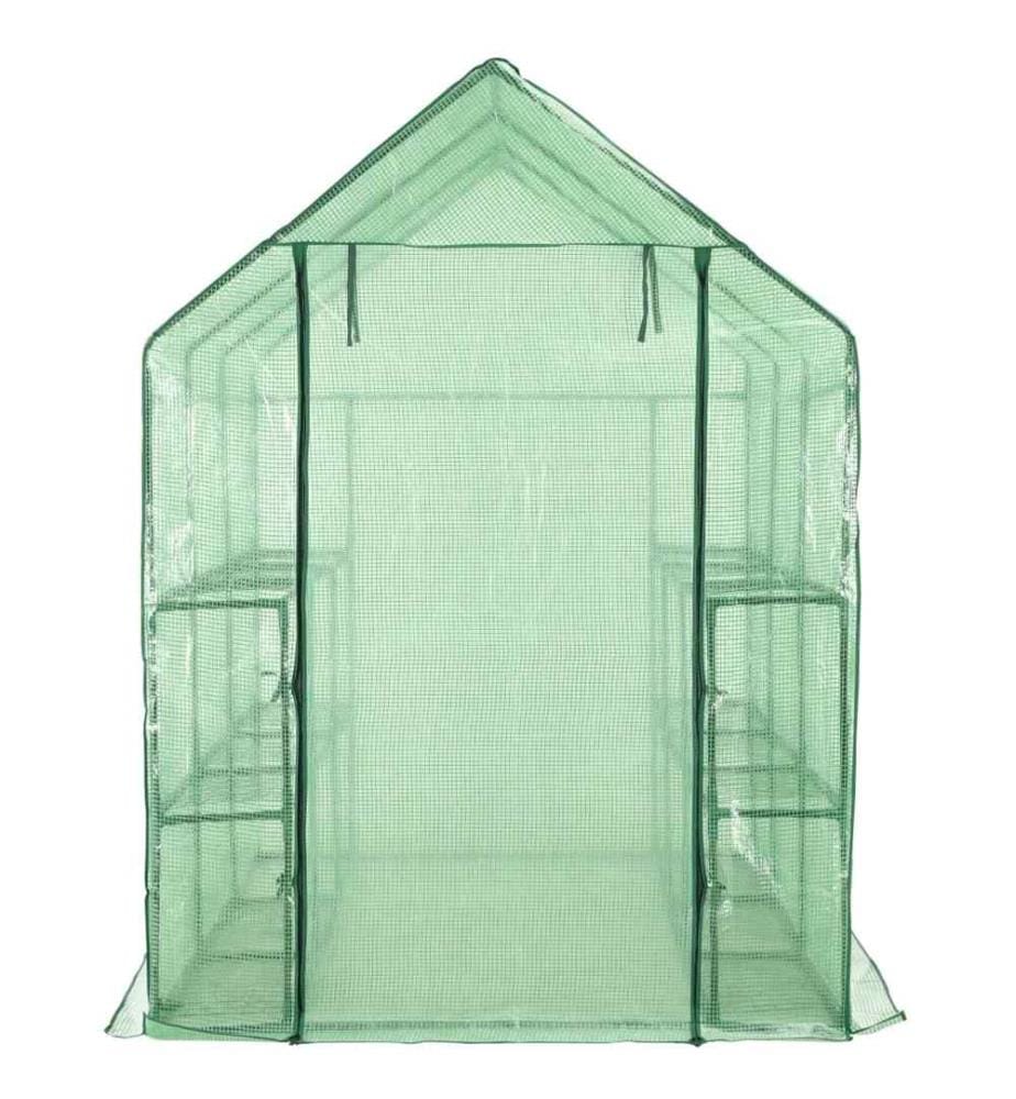 Serre de plain-pied avec 12 étagères Acier 143x214x196 cm