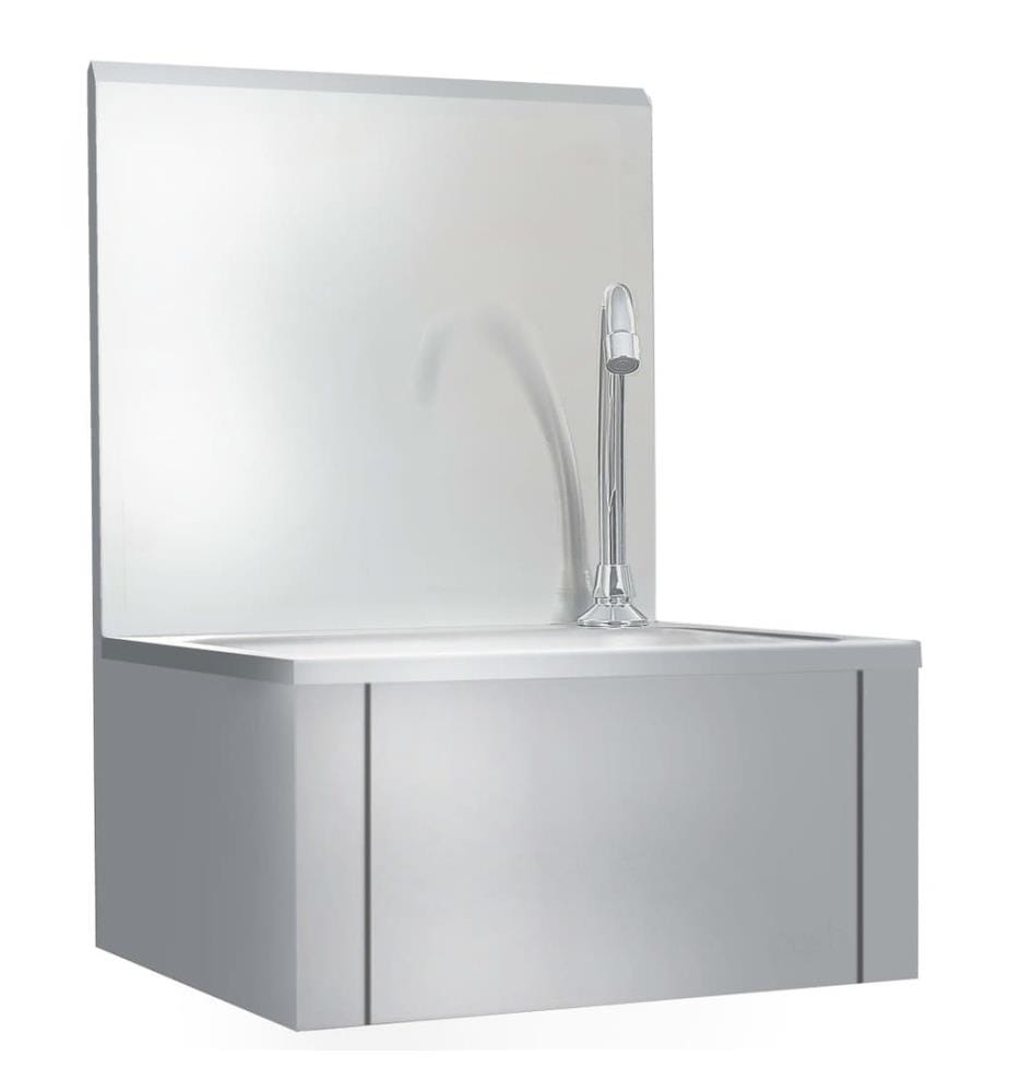 Lavabo de lavage avec robinet et distributeur de savon Inox