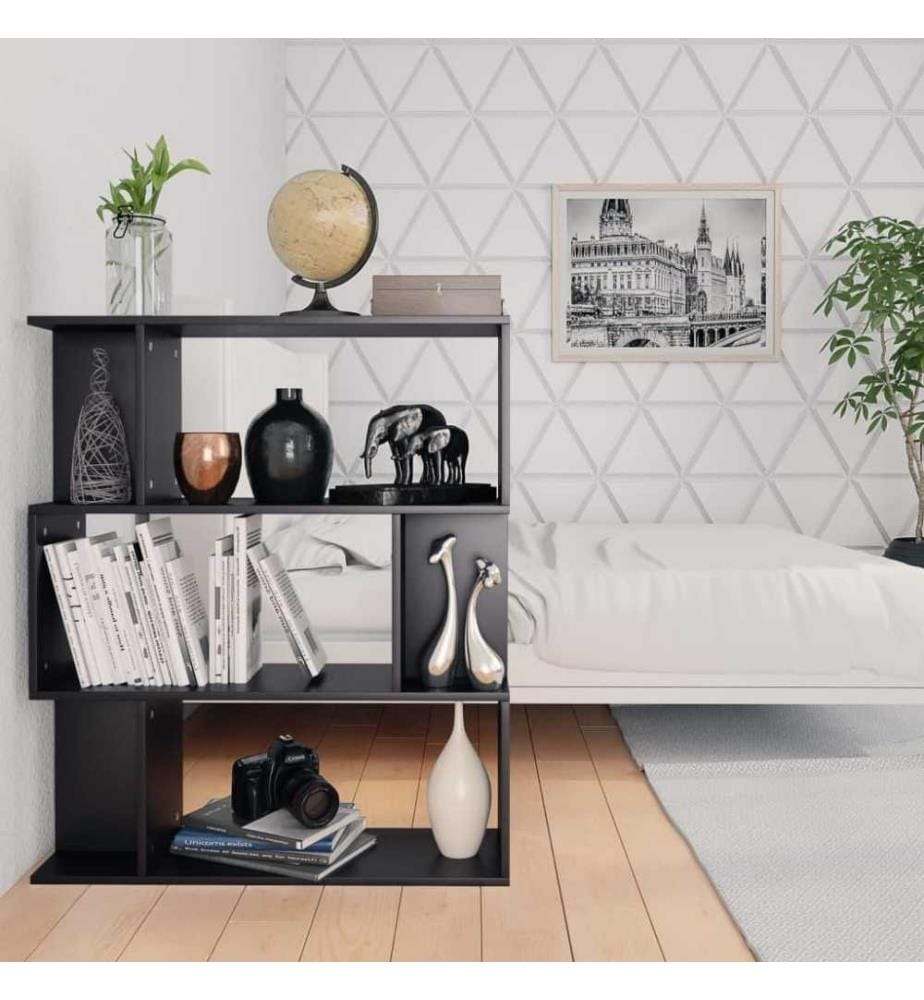 Bücherregal/Raumteiler Schwarz 80x24x96 cm Holzwerkstoff