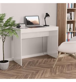 Schreibtisch Hochglanz-Weiss 90x40x72 cm Holzwerkstoff