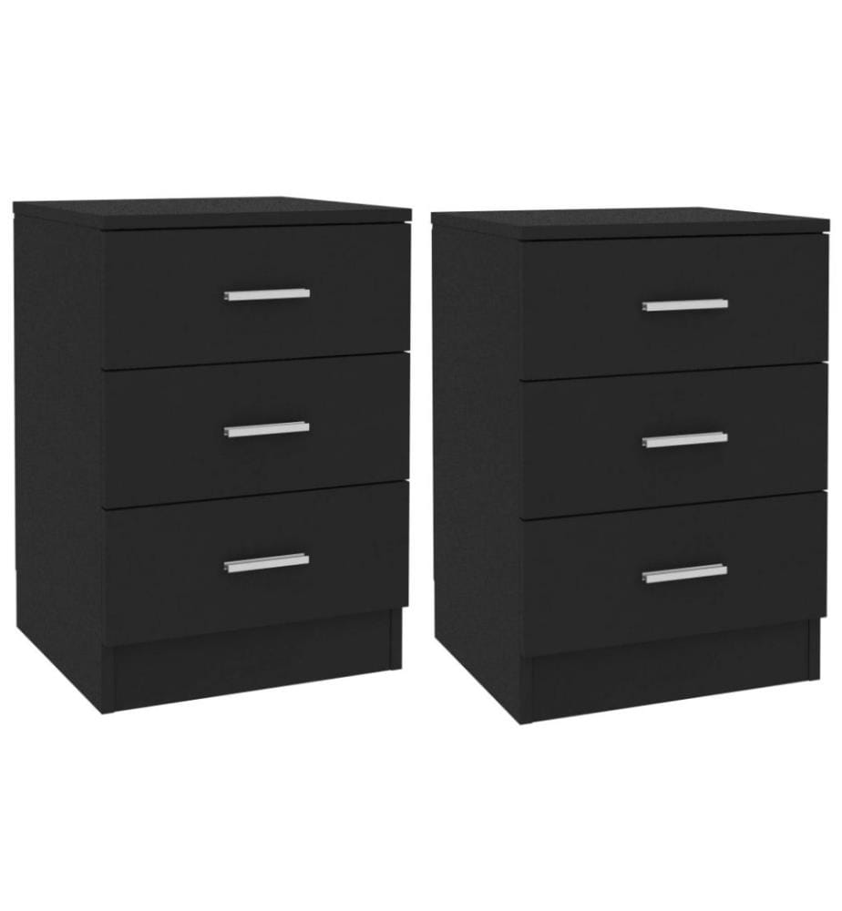 Tables de chevet 2 pcs Noir 38 x 35 x 56 cm Aggloméré