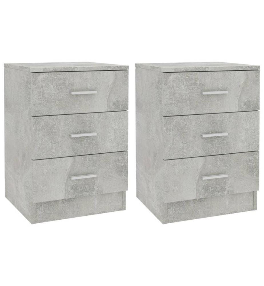 Tables de chevet 2 pcs Gris béton 38 x 35 x 56 cm Aggloméré
