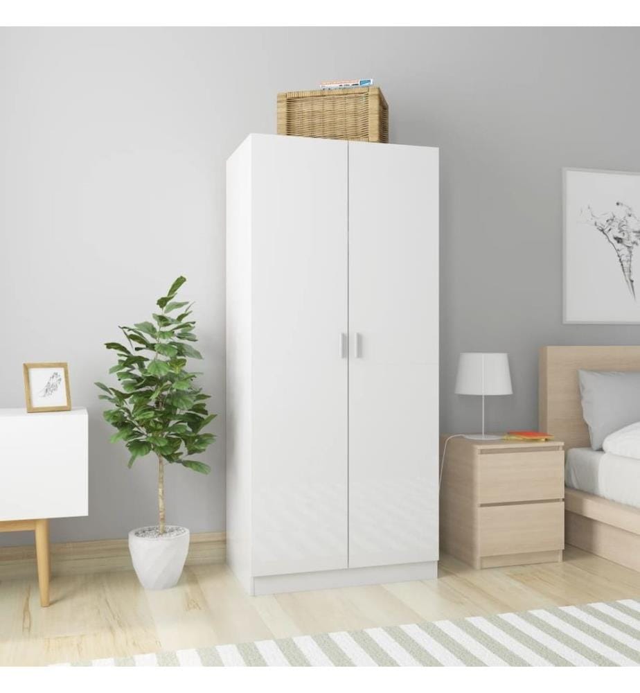 Garde-robe Blanc brillant 80x52x180 cm Aggloméré
