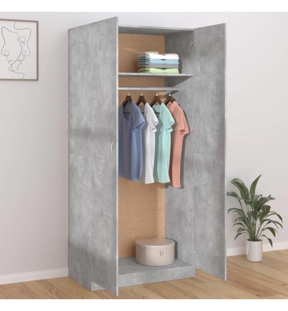 Garde-robe Gris béton 90x52x200 cm Aggloméré