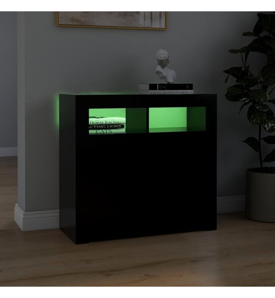 Sideboard mit LED-Leuchten Schwarz 80x35x75 cm