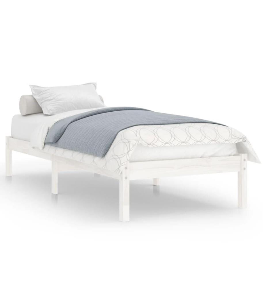 Cadre de lit Blanc Bois de pin massif 90x200 cm