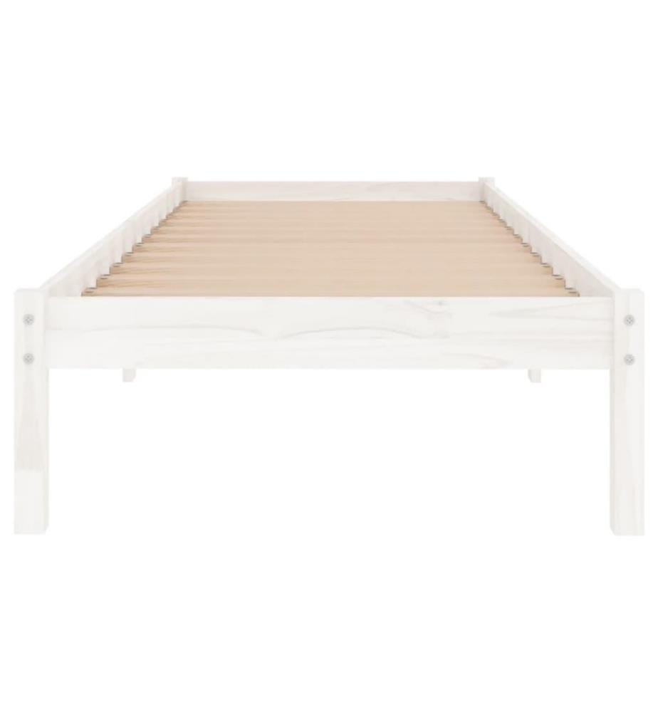 Cadre de lit Blanc Bois de pin massif 90x200 cm
