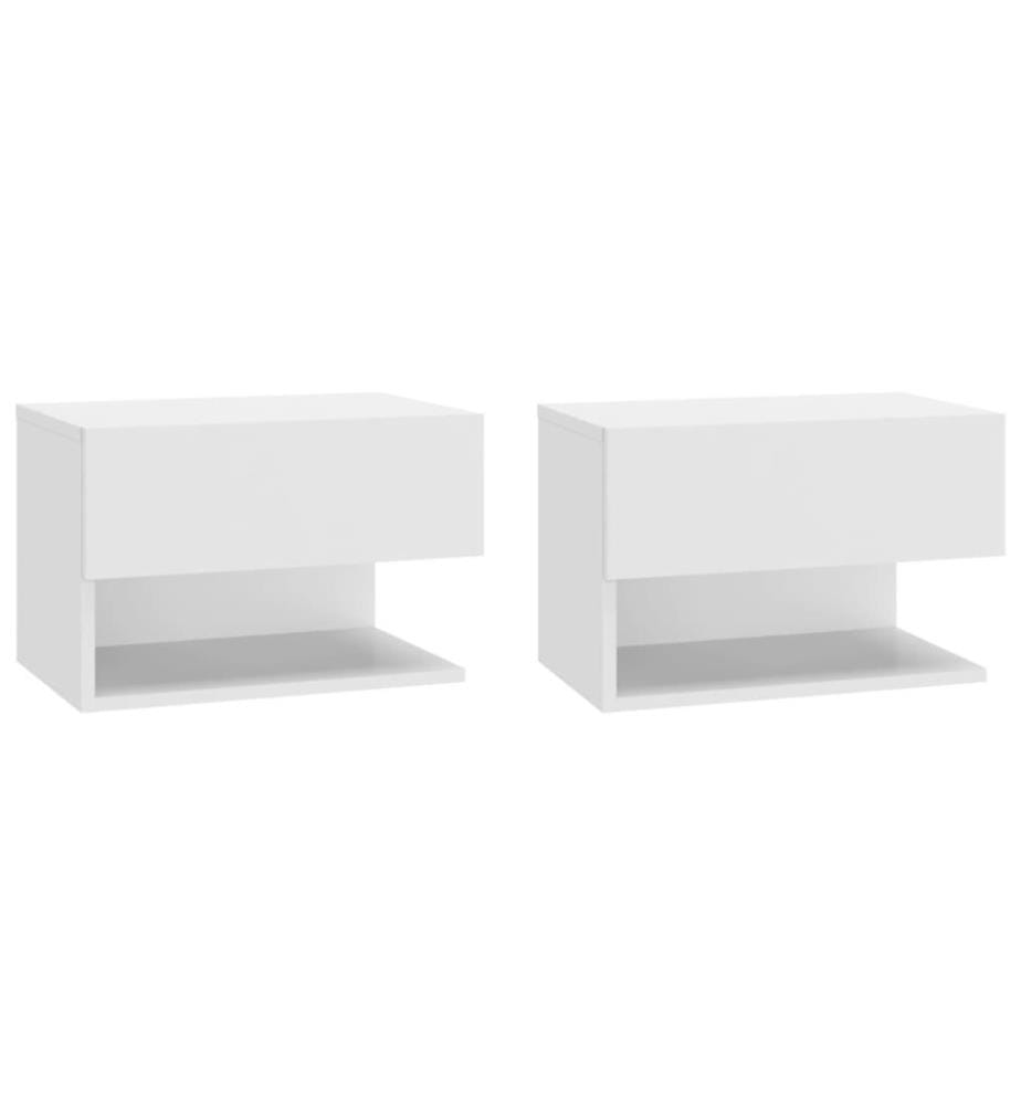 Tables de chevet murales 2 pcs Blanc brillant