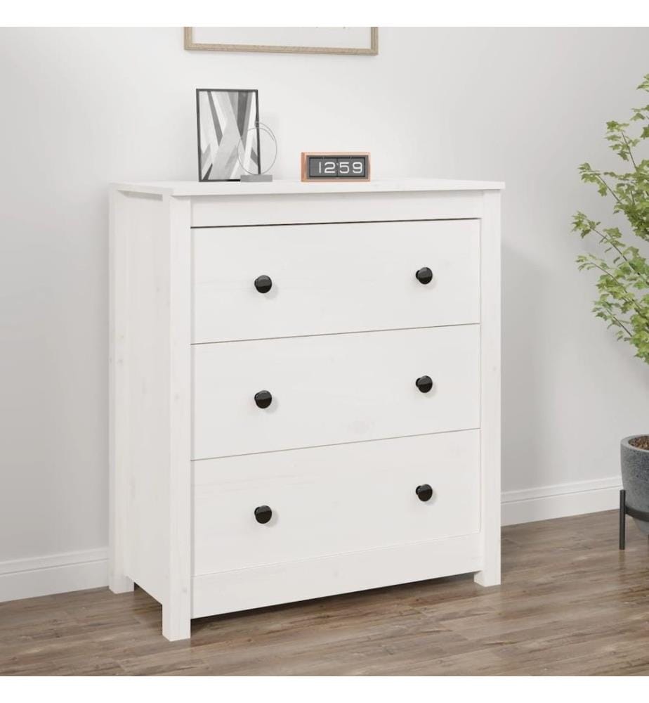 Sideboard Weiss 70x35x80 cm Massivholz Kiefer