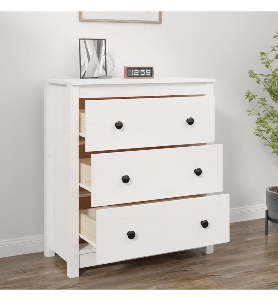 Sideboard Weiss 70x35x80 cm Massivholz Kiefer