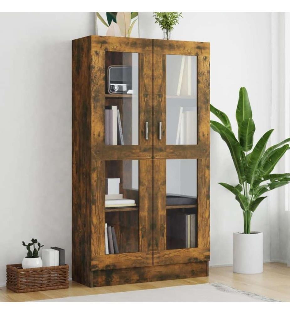 Vitrinenschrank Räuchereiche 82,5x30,5x150 cm Holzwerkstoff