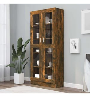 Vitrinenschrank Räuchereiche 82,5x30,5x185,5 cm Holzwerkstoff