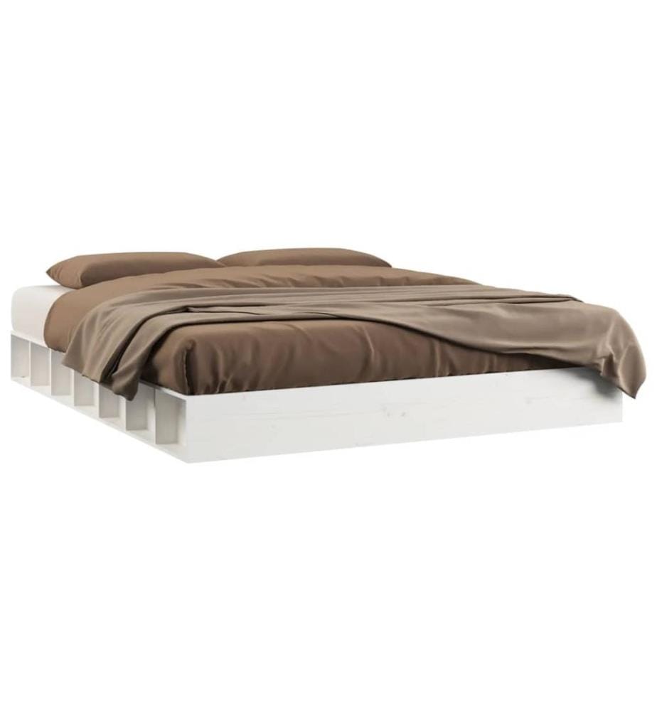 Cadre de lit sans matelas blanc 160x200 cm bois massif