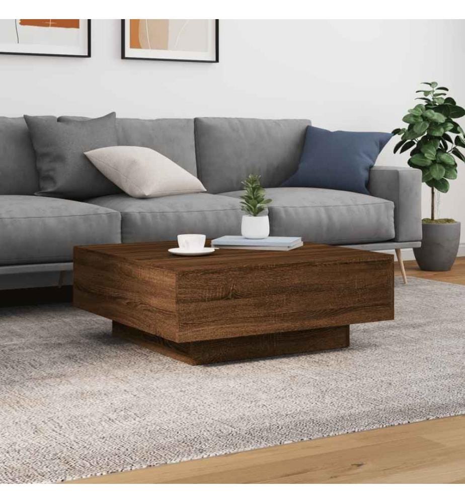 Couchtisch mit LED-Leuchten Braun Eichen-Optik 80x80x31 cm
