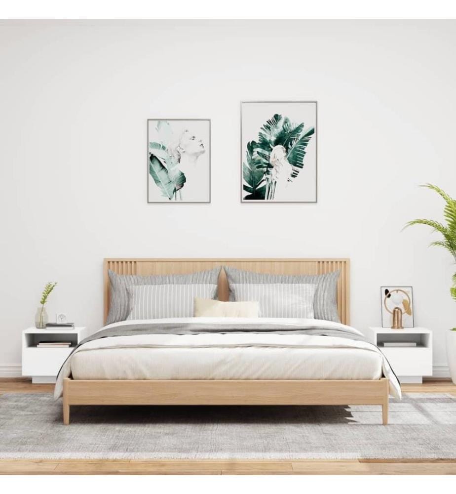 Nachttische mit LED-Leuchten 2 Stk. Weiss 40x39x37 cm